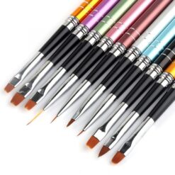 10 PCS Color Plated Metal Handle Nail Art Design Brush Set-2