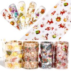 10 cuộn 4x100cm Giấy bạc chuyển móng tay thiết kế Giáng sinh Halloween XYZ-12