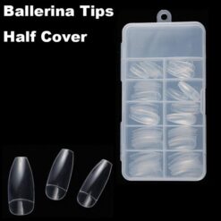 100pcs ballerina coffin half cover nail tips in box
