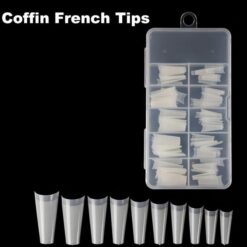 100pcs Flat Head Coffin Shape French Nail Tips