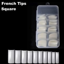 100pcs Square French Nail Tips in box
