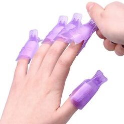 10pcs per Bag Bowknot Design Gel Nail Polish Remover Clip Wearable Soak Off Cap-2