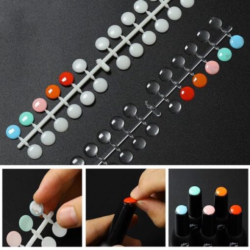 120 Tips Per Bag Round Shape Flat Back Nail Tips Color Chart Display With Adhesive Stickers-4