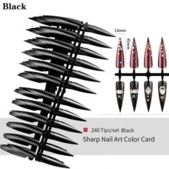 240Tips per Bag Sharp Stiletto Nail Tips For Displaying Gel Polish Color And Designs-12