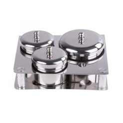 3Cups In 1 Manicure Acrylic Powder Liquid Container Stainless Acrylic Dappen Dish-1