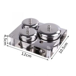 3Cups In 1 Manicure Acrylic Powder Liquid Container Stainless Acrylic Dappen Dish-8