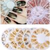 Đinh tán nghệ thuật móng tay bằng kim loại nhiều hình dạng 3D, trang trí móng tay bằng hợp kim có bánh xe