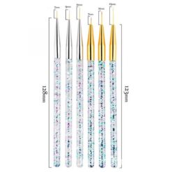 3PCS Acrylic Glitter Chip Handle Nail Art Liner Brush Set -5