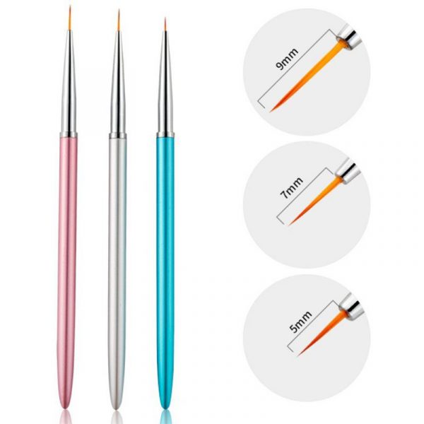 3PCS Color Plated Metal Handle Nail Drawing Detail Liner Brush-4