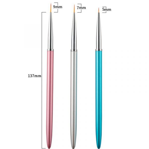 3PCS Color Plated Metal Handle Nail Drawing Detail Liner Brush-8