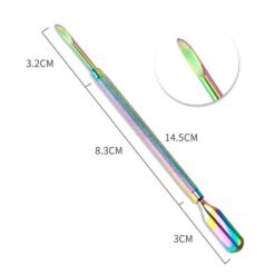 4 Designs Rainbow Color Stainless Steel Manicure Pedicure Remover Tool Cuticle Pusher-3