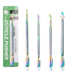4 Designs Rainbow Color Stainless Steel Manicure Pedicure Remover Tool Cuticle Pusher