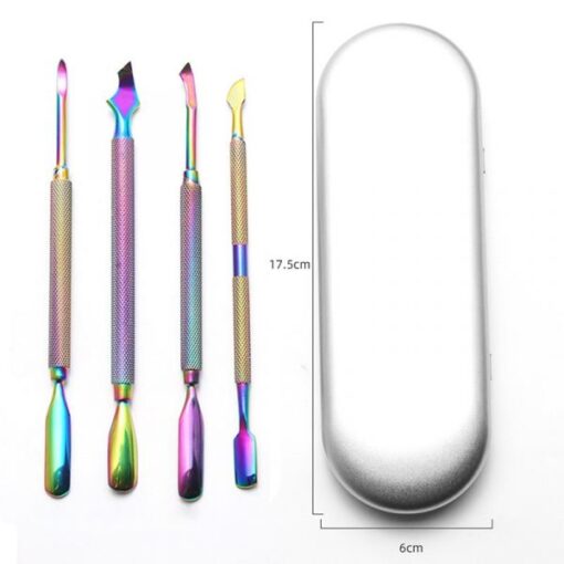 4 Different Types Rainbow Color Dead Skin Cuticler Pusher In Box-10