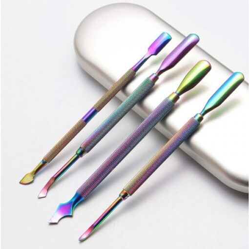 4 Different Types Rainbow Color Dead Skin Cuticler Pusher In Box-2