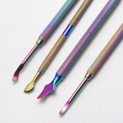 4 Different Types Rainbow Color Dead Skin Cuticler Pusher In Box-3