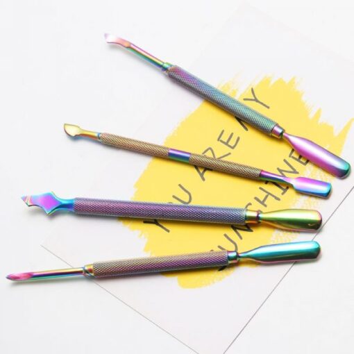 4 Different Types Rainbow Color Dead Skin Cuticler Pusher In Box-4