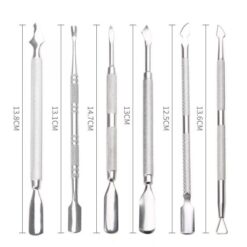 5 Designs Silver Stainless Steel Manicure Pedicure Remover Tool Cuticle Pusher-2