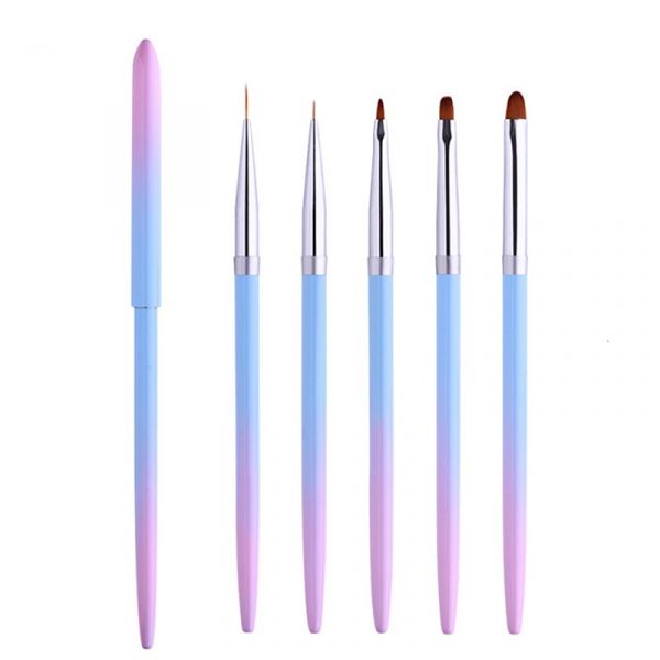 5 Types Multi-functional Gradient Color Metal Handle Nail Art Brush