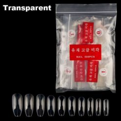 500pcs Artificial Ballerina Coffin Full Cover Nail Tips in clear color