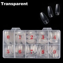 500pcs Ballerina Coffin Half Cover Nail Tips in transparent