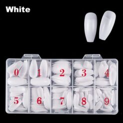500pcs Ballerina Coffin Half Cover Nail Tips in white