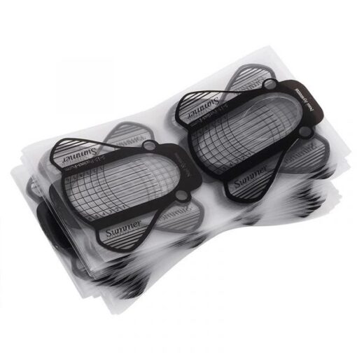 500pcs Black And Trasparent Honey Bee Shape Nail Art Tips Extension Forms Guide-4