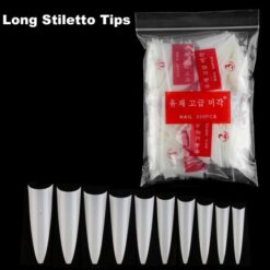500pcs Long French Stiletto Nail Tips in bag