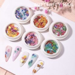50 cái/Hũ Tấm bột gỗ họa tiết bướm & hoa 3D phong cách móng tay SP0345 01-12