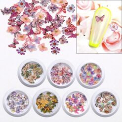 50 cái/lọ Bột gỗ vụn móng tay 3D Hoa & côn trùng SP32 01–12