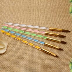 5PCS 2-Ways Acrylic Nail Art Brushes With Acrylic Cuticle Pusher End-5