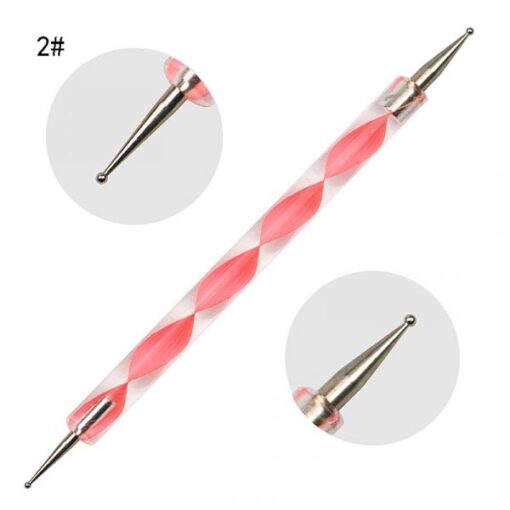 5Pcs per Set 2 Way Pink Acrylic Handle Dotting Marbleizing Pen Tool Set-4