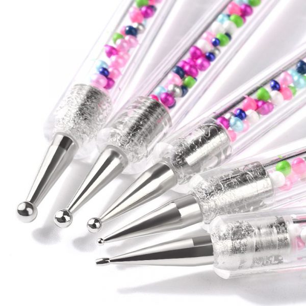 5pcs per set Acrylic Handle With Pearl Ball Inside 2 Way Marbleizing Dotting Pen Set-2
