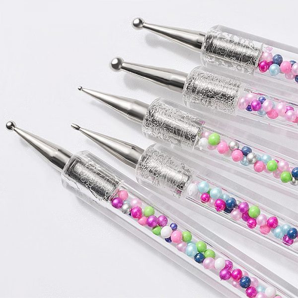 5pcs per set Acrylic Handle With Pearl Ball Inside 2 Way Marbleizing Dotting Pen Set-3