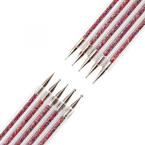 5pcs per set Acrylic Handle With Pearl Ball Inside 2 Way Marbleizing Dotting Pen Set-8