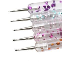 5pcs per set Glitter Chips Design Acrylic Handle 2 Way Marbleizing Dotting Pen Set-3