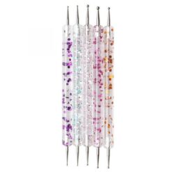5pcs per set Glitter Chips Design Acrylic Handle 2 Way Marbleizing Dotting Pen Set-4