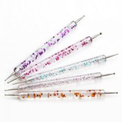 5pcs per set Glitter Chips Design Acrylic Handle 2 Way Marbleizing Dotting Pen Set-7