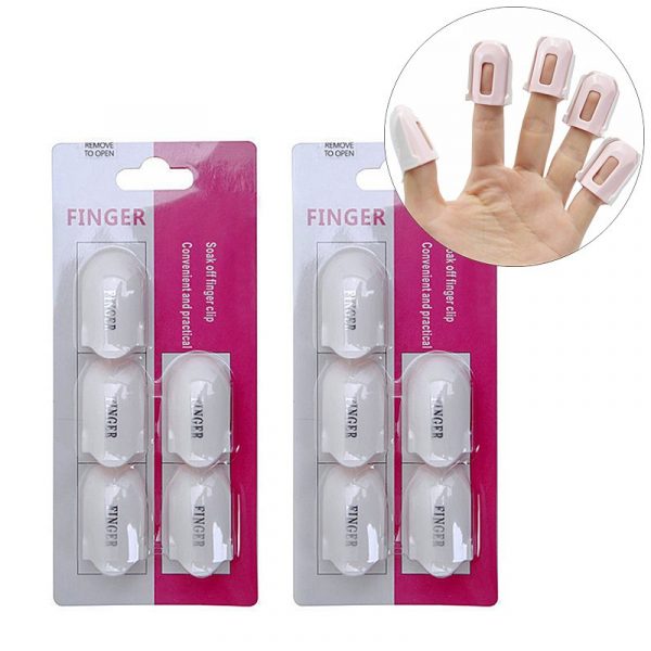 5Pcs Plastic Nail Art Soak Off Finger Cap Clip UV Gel Polish Remover Wrap Tools