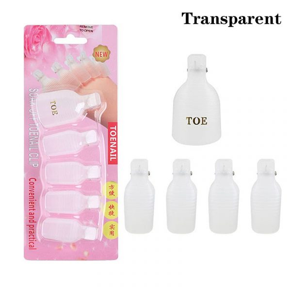 5pcs Plastic Nail Art Toe Soaker Off Clip UV Gel Polish Remover Clips-11