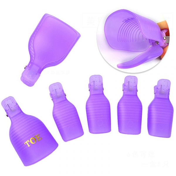5pcs Plastic Nail Art Toe Soaker Off Clip UV Gel Polish Remover Clips-3