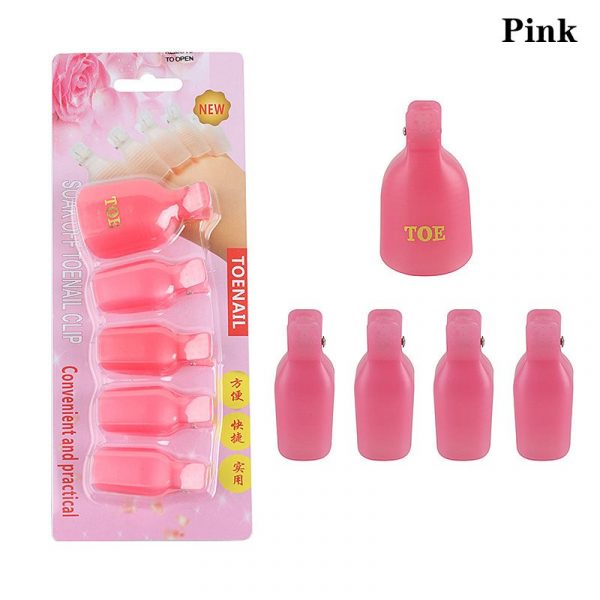 5pcs Plastic Nail Art Toe Soaker Off Clip UV Gel Polish Remover Clips-8