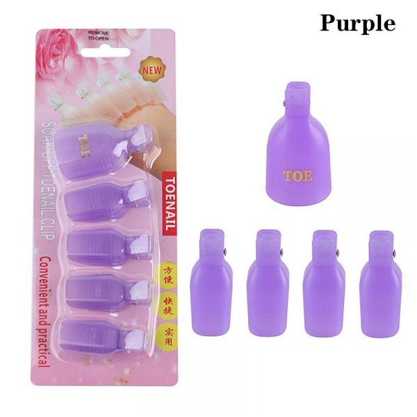 5pcs Plastic Nail Art Toe Soaker Off Clip UV Gel Polish Remover Clips-9