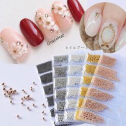 6 lưới hỗn hợp kích thước của hạt thép nhỏ làm móng tay nghệ thuật Caviar để trang trí nghệ thuật móng tay