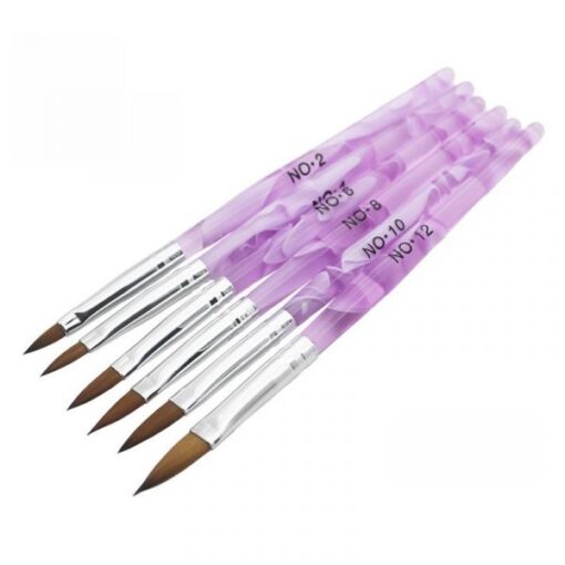6PCS Acrylic Handle Multiple Sizes Acrylic Nail Art Brush