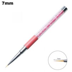 7mm of Nail Art Liner Detail Brush With Rhinestone Metal Handle And Cap