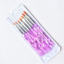 7PCS Purple Acrylic Handle Nail Art Design Painting UV GEL Brush Set-6