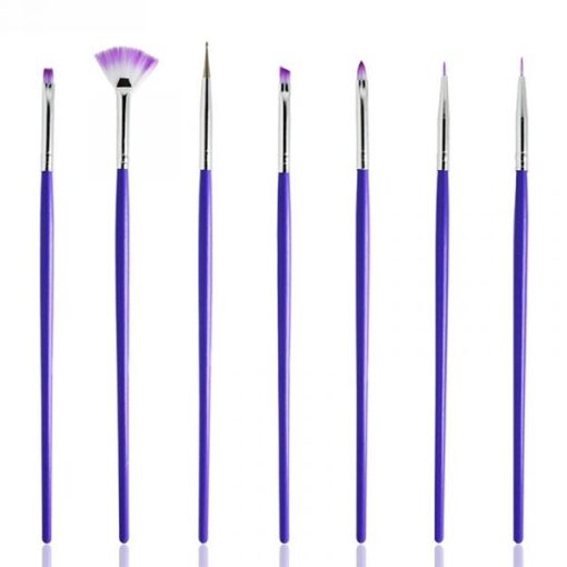 7PCS Purple Handle Nail Art Design Pen Painting Brush Set-3