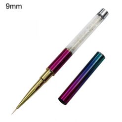 9mm of Nail Art Liner Detail Brush With Rhinestone Decorated Colorful Metal Handle And Cap
