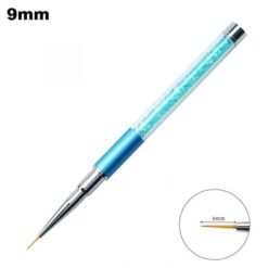 9mm of Nail Art Liner Detail Brush With Rhinestone Metal Handle And Cap