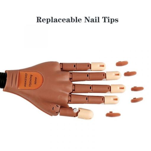 Adjustable Nail Art Model Hand Nail Practice Hand With Clamp Holder And 100 Refill Nail Tips-3